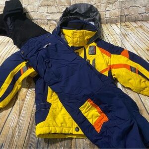 Spyder Tommy Moe Ski Suit Snow Vintage Two Piece Yellow Black Coverall